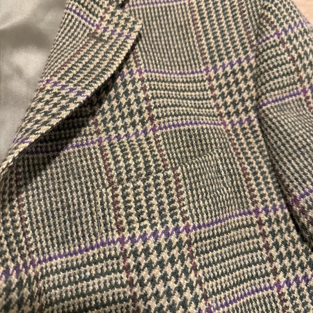 Polo Ralph Lauren Men’s 44 R Corneliani Virgin Wool Blazer Houndstooth Elbow